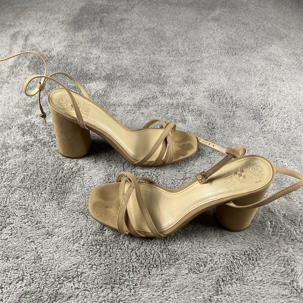 Vince Camuto Ankle Strap Heel Sandal Womens Size US8M EU38.5 Beige